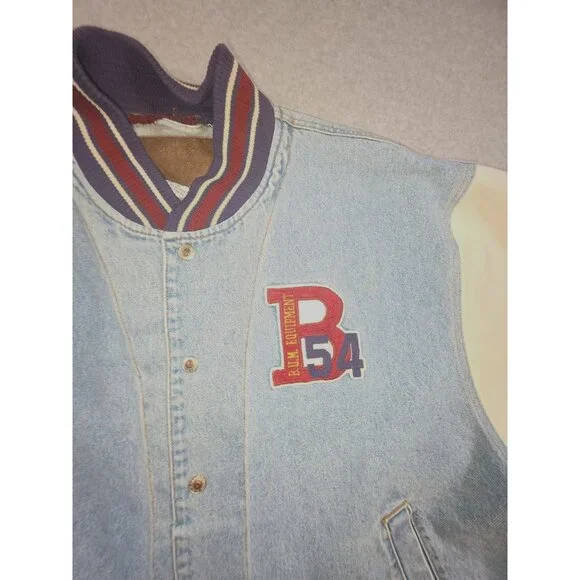 Vintage Bum Equipment Jacket Men's Varsity Bomber Denim Letterman Size L
